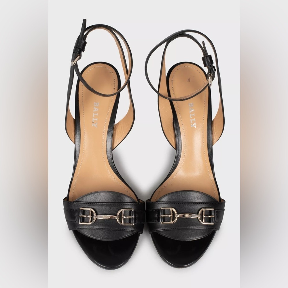 Bally Horsebit Black Ankle Wrap Block Heel Shoes Womens 37 / 6.5